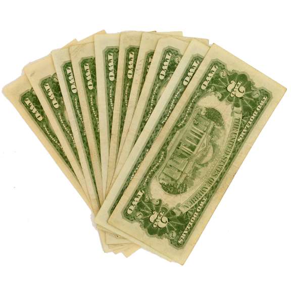 10 Various Red Seal $2 US Notes