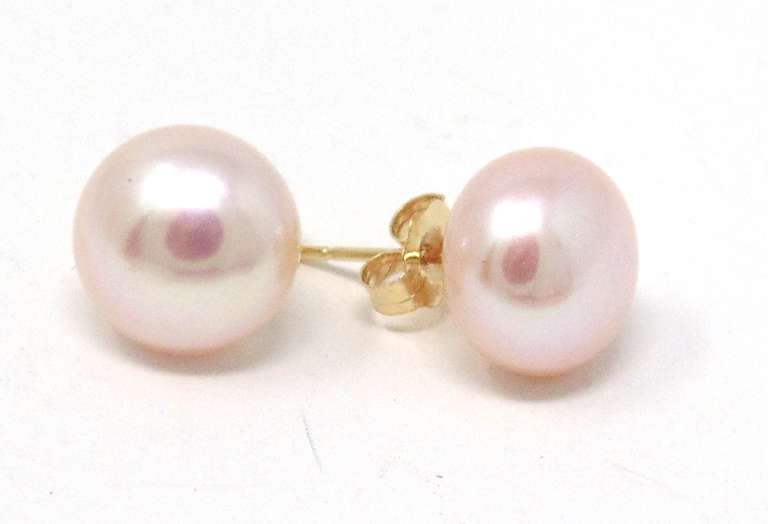 Popular 10mm Pearl Yellow Gold Earrings