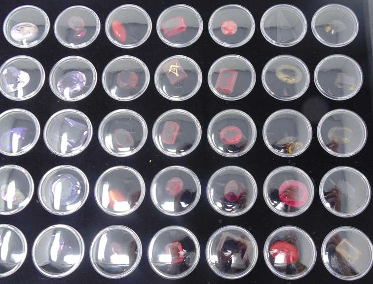 Tray of Colorful Loose Gemstones