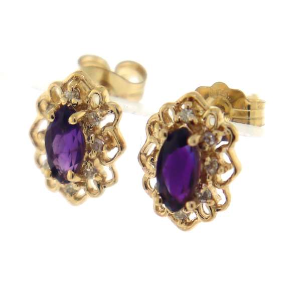 Elegant Marquise Amethyst & Diamond Accent Earrings