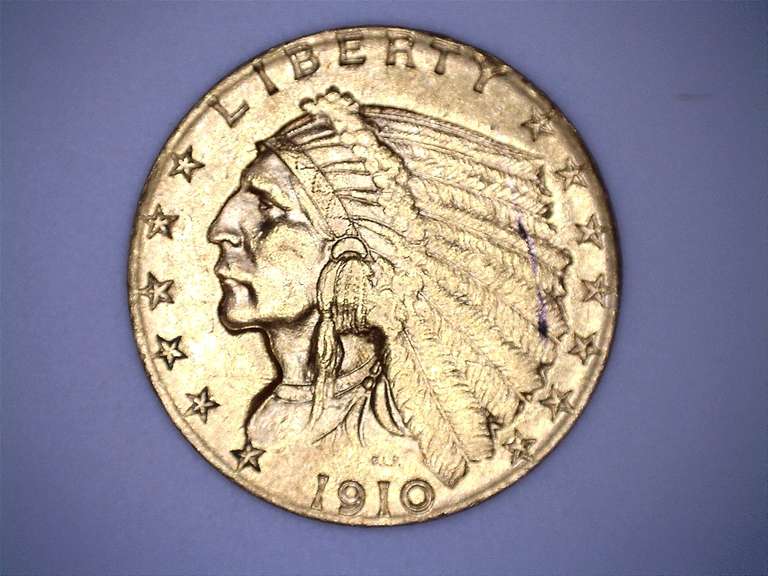 1910 Near Unc US Indian $2 1/2 Gold Quarter Eagle