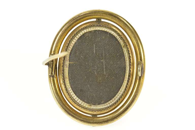 Gold Filled Hair Clothing Victorian Spinning Mourning Pin/Brooch