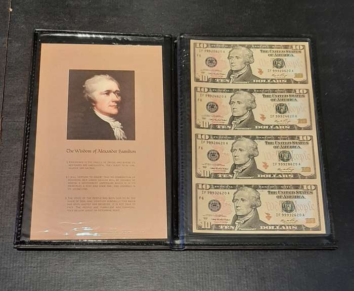 Uncut Sheet  of 4 $ 10 2006 Fed Reserve Notes