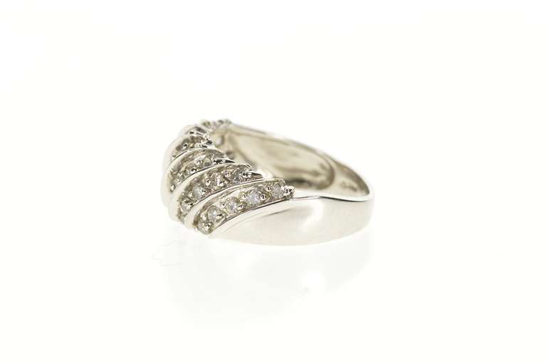 10K White Gold 0.70 Ctw Diamond Striped Statement Band Ring