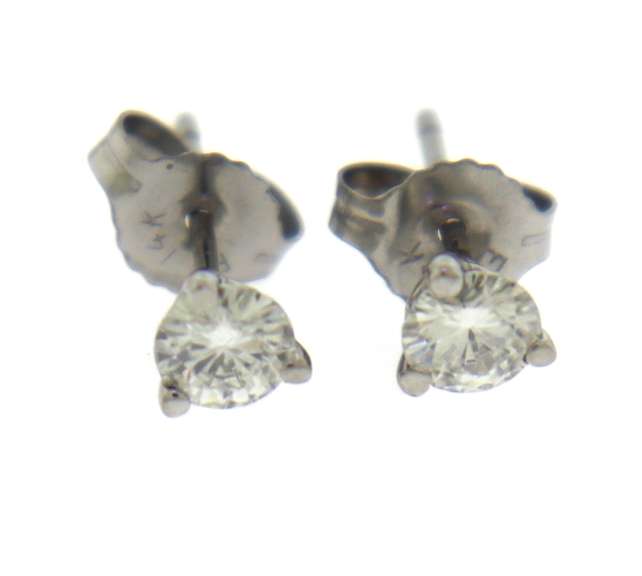 Simple White Gold Small Moissanite Earrings