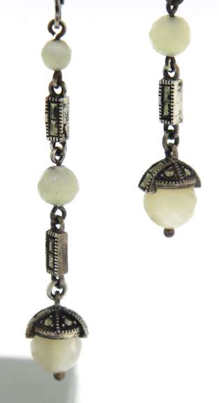 Unique Silver Judith Jack Mop & Marcasite Dangle Earrings