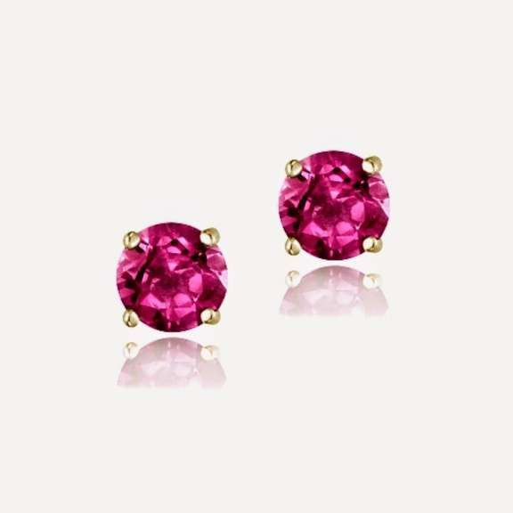 18K Gold over Sterling Silver .7ct Created Ruby Stud Earrings, 4mm