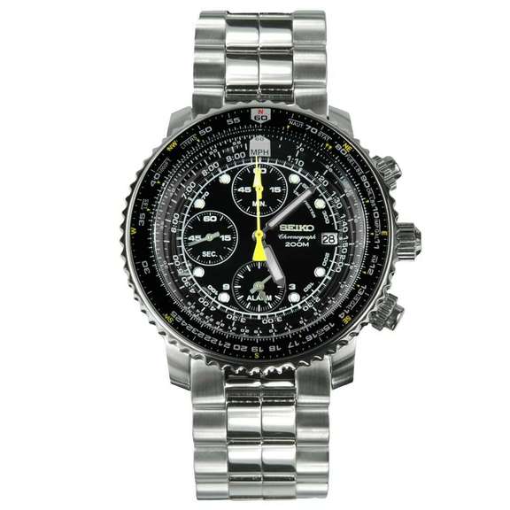 Seiko Chronograph Steel Black Dial Men's Watch
