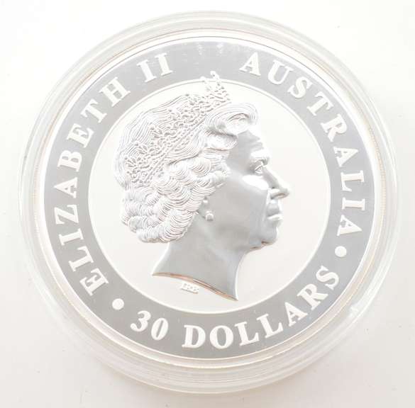 2011 Australia 30 Dollars 1kg .999 Silver - Kookaburra - Hockey Puck