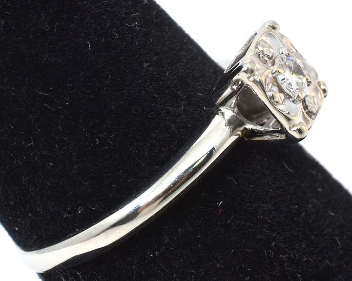 Sweet 0.12CT Solitaire Diamond Ring with Enhancer in 14KT White Gold