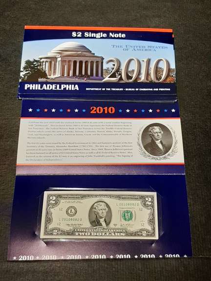 10 Different $2 2010 Notes In BEP Packaging