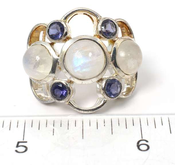 Sterling Silver Moonstone & Iolite Ring