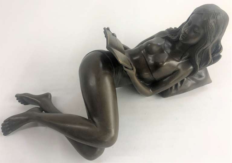 Reclining Girl Art Deco bronze Sculpture