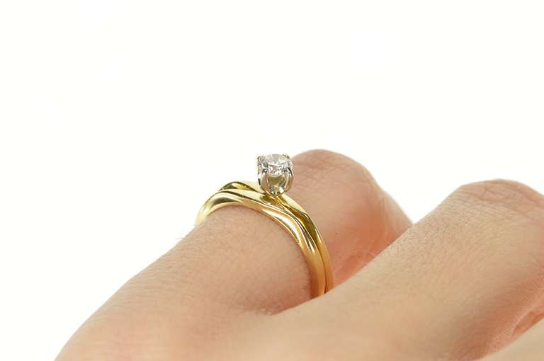 18K Yellow Gold 0.28 Ct Diamond Solitaire Engagement Bridal Ring