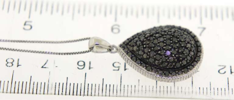 Sterling Silver Black Diamond Pear Shaped Necklace