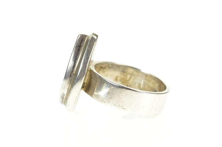 Sterling Silver Blue Floral Painted Pear Ceramic Cocktail Ring