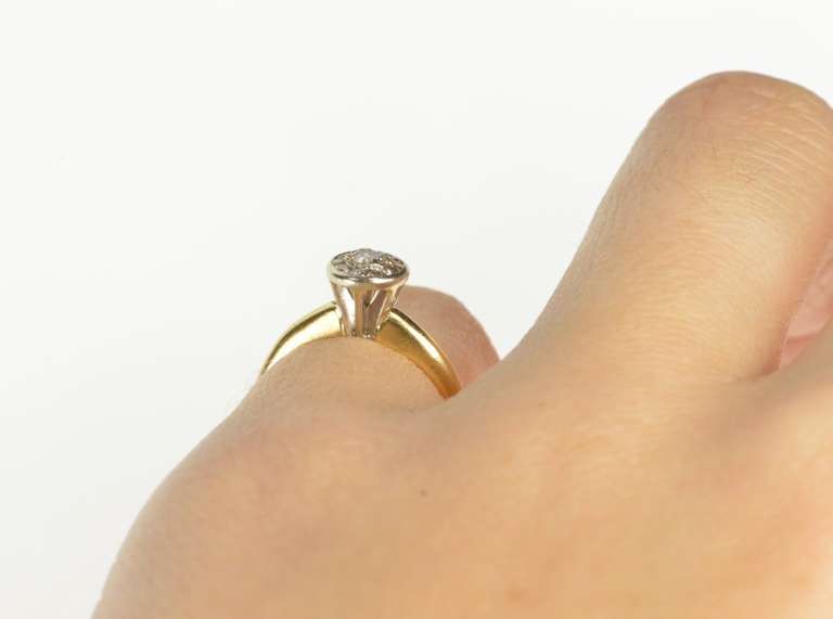 14K Yellow Gold Round Diamond Halo Cluster Promise Engagement Ring