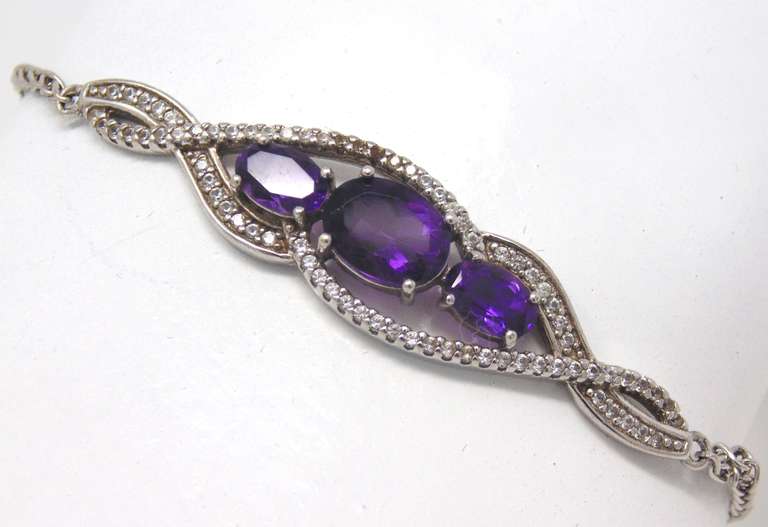 3 Stone Amethyst Bolo Bracelet