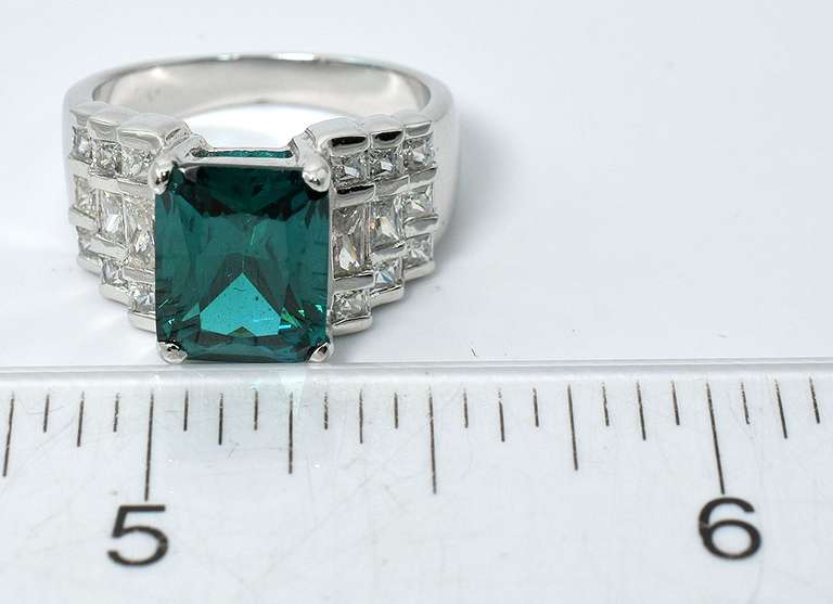 Sterling Silver Green & White CZ