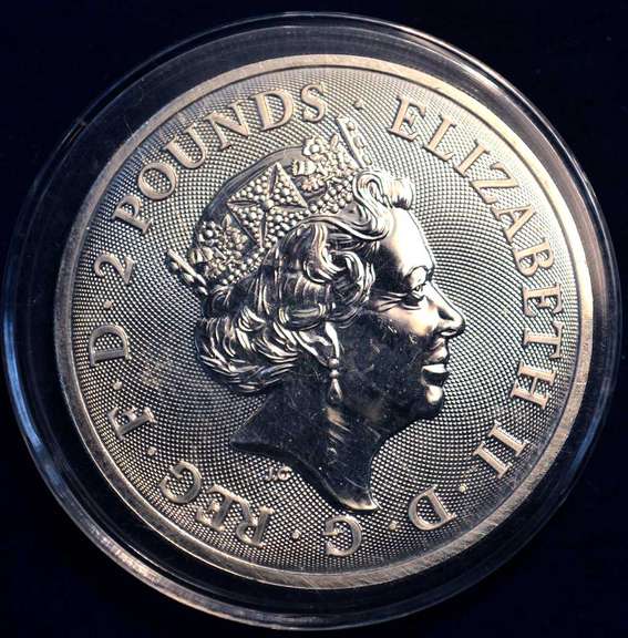 2018 Year Of The Dog 2 Pound 1 OZ Silver Coin Great Britain