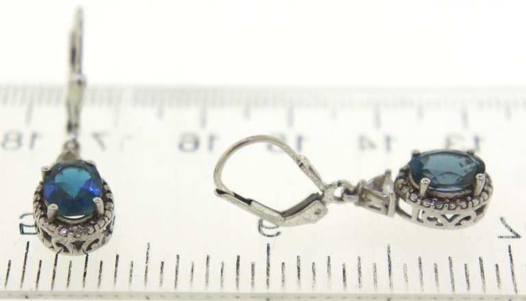 Sterling Silver Blue London Topaz Drop Earrings