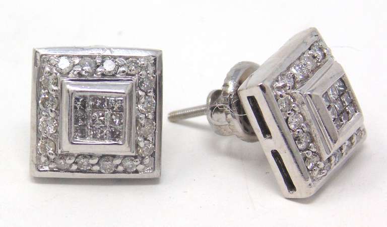 Pretty Invisible Set Diamond Halo Earrings