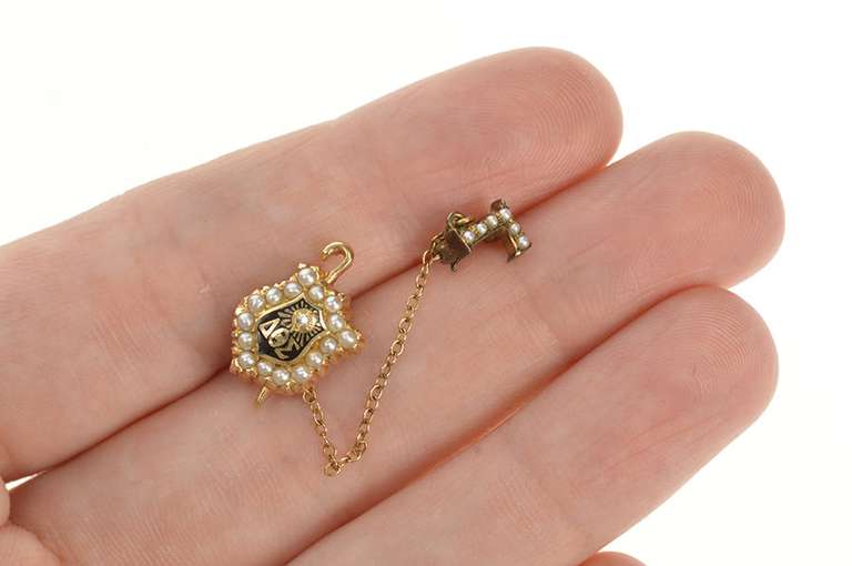 14K Yellow Gold Delta Theta Sigma Agricultural Lapel Chain Pin/Brooch