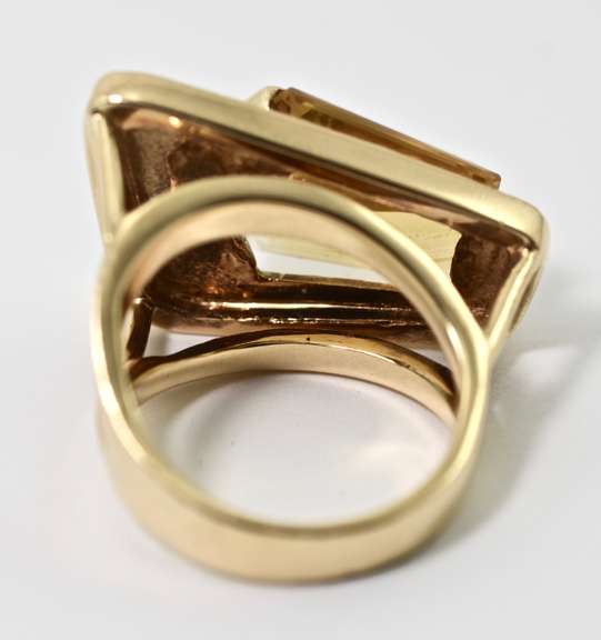 Architectural 14K Pentagonal Citrine Ring