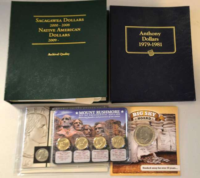 Estate Lot of Dollar Coins in Books & Holders