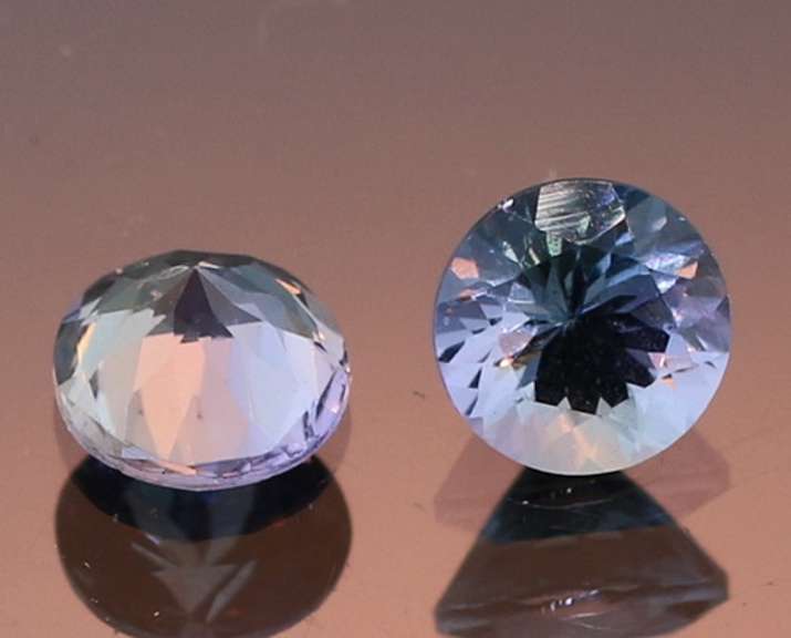 Glittering 1.41ct pair of silvery blue Tanzanite