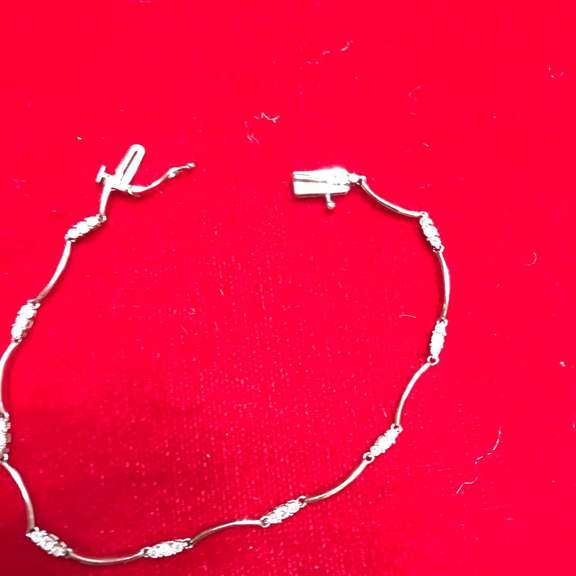 Ladies 10k white gold and diamond bracelet