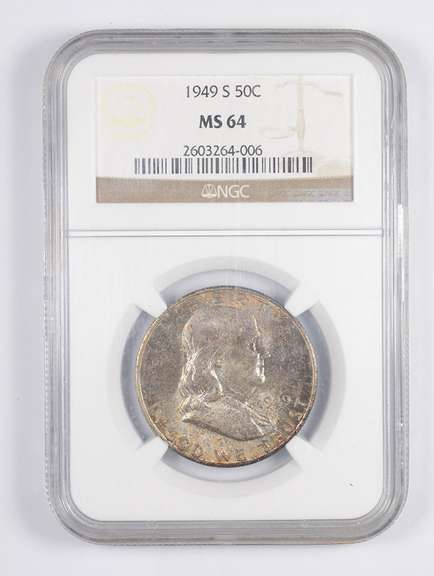 MS64 1949-S Franklin Half Dollar - TONED - Graded NGC