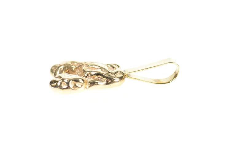 14K Yellow Gold Classic Textured Raw Nugget Statement Pendant