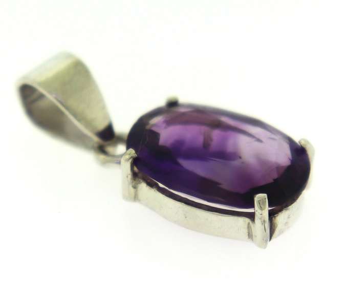 Sterling Silver Set of Amethyst Ring, Earrings and Pendant