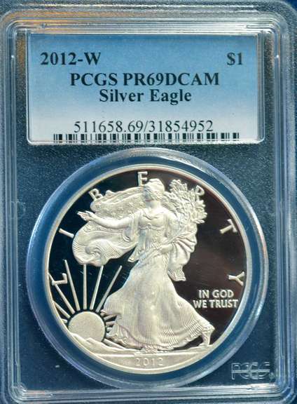 2012 W PCGS Proof 69DCAM Silver Eagle
