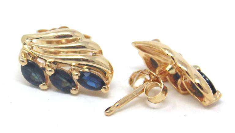 Beautiful Sapphire Leaf Style Earrings