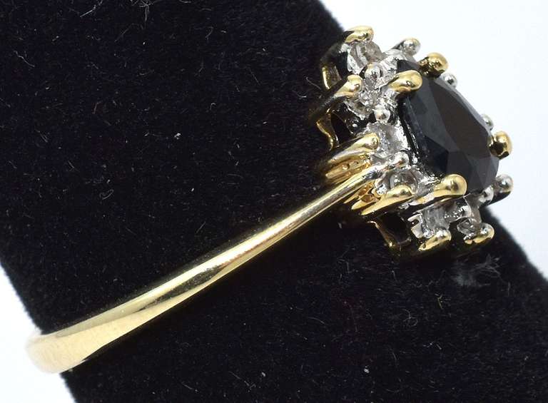 Dainty Sapphire & Diamond Ring in Yellow Gold