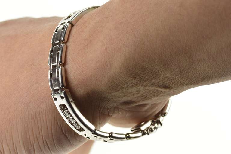 14K White Gold 1.26 Ctw Diamond Slide Men's Bar Link Bracelet