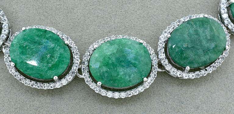 Jaw-Dropping 168.59CTW Emerald & Sapphire Necklace in Sterling Silver