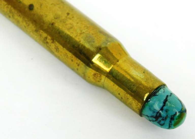 Vintage Brass & Turquoise Bullet Key Chain