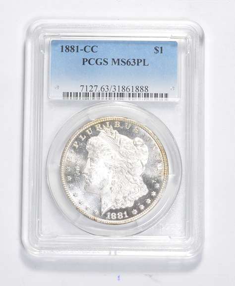 MS63 PL 1881-CC Morgan Silver Dollar - Graded PCGS