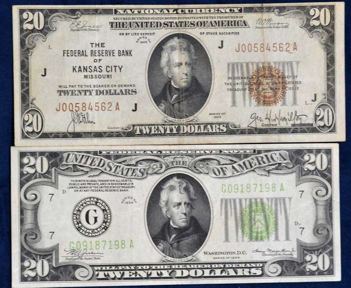 Lot of 2 Twenty Dollar Bills
