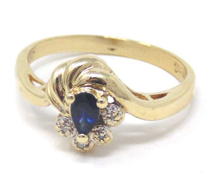 Gorgeous Pear Sapphire and Diamond Accent Ring