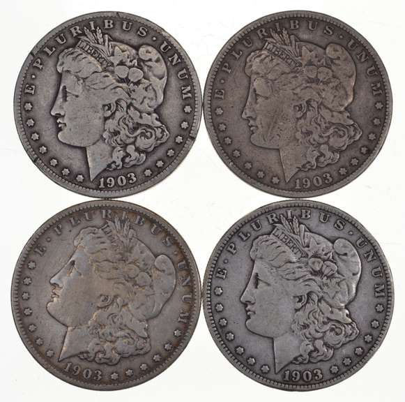 Lot (4) 1903-S Morgan Silver Dollars