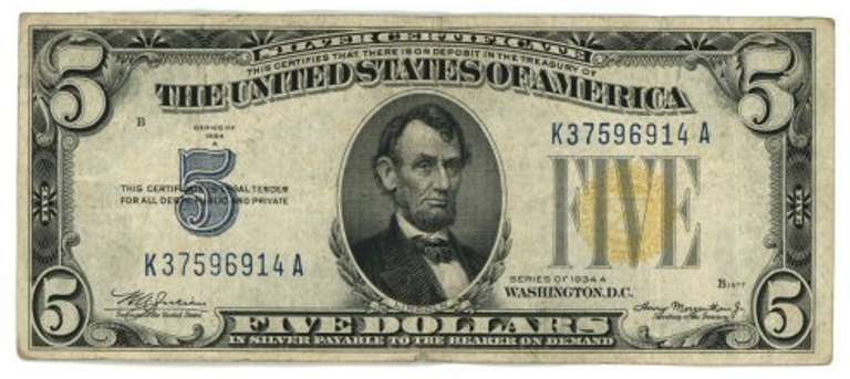 Nice 1934-A Series $5 North Africa Silver Certificate