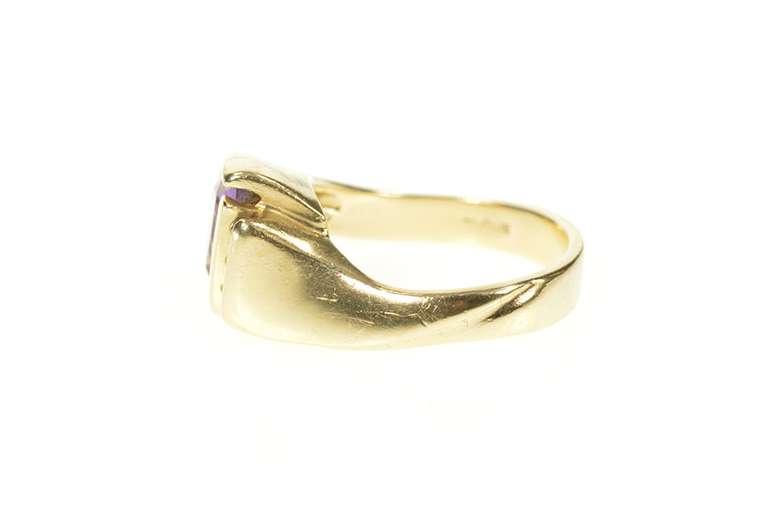 14K Yellow Gold Trillion Amethyst Diamond Accent Statement Ring