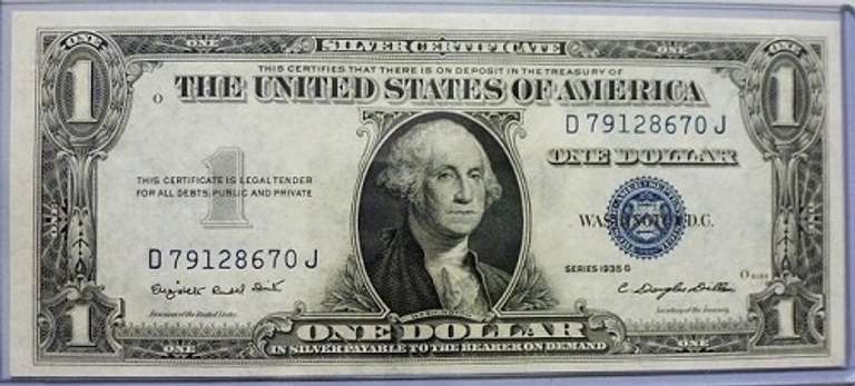Crisp Exceptional 1935G With Motto $1 Silver Certificate!