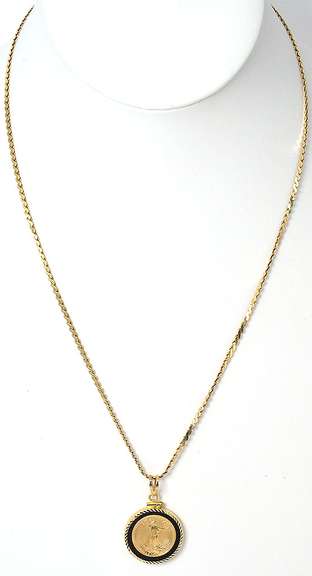 Stunning 1/10oz Eagle Necklace in 14KT Yellow Gold