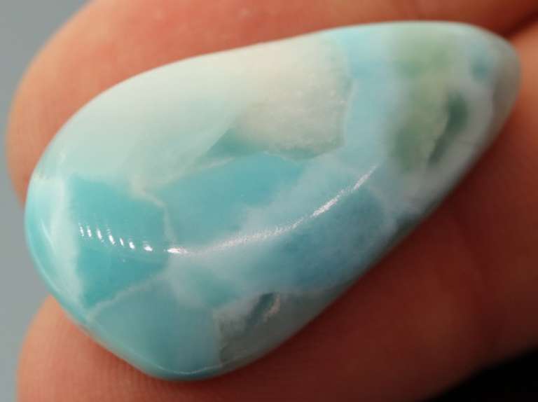 Rare 38.72ct patchwork blue Larimar cabochon