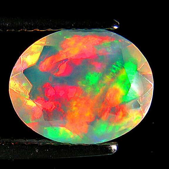 Fully faceted 1.33ct high fire floral block pattern Opal